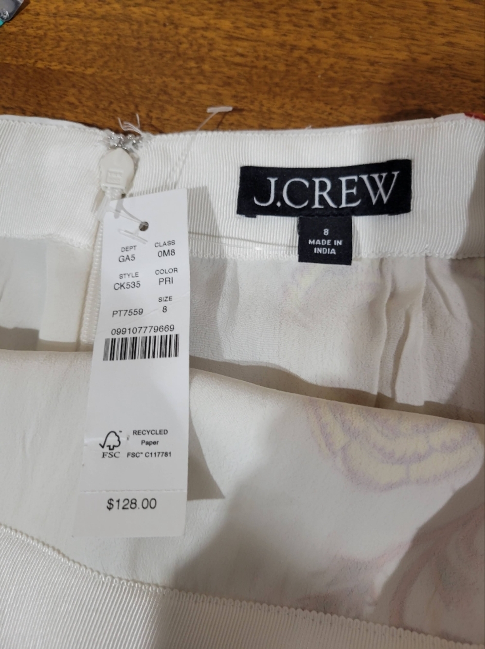 J Crew Knee-length skirt in sunset rose block print CK635 NWT Size 8 - Picture 6 of 8